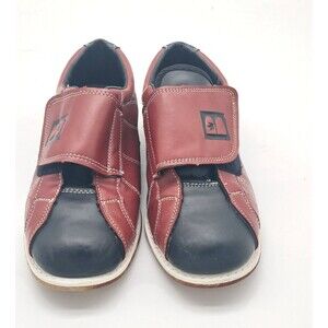 Brunswick Bowling Shoes Men's 9 Women's 10 Hook Loop Leather Sole Red Black